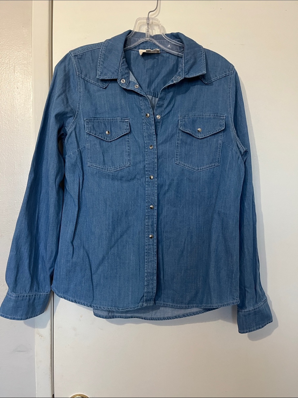 Sezane Chambray Blue Denim Shirt - Classic Button-Up size 36